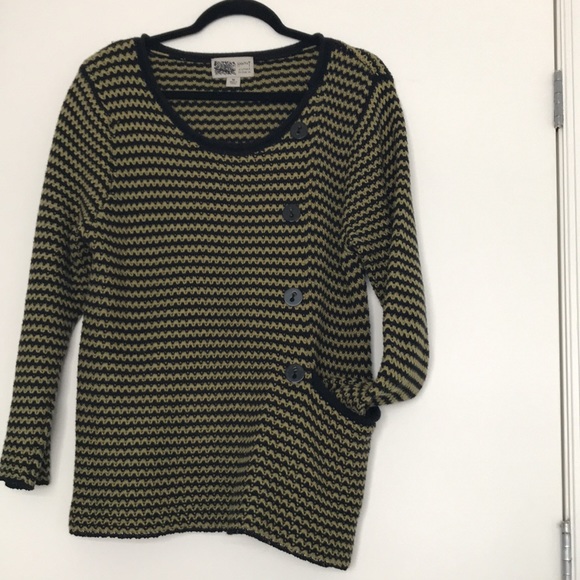 Olive green and black striped cotton Habitat sweater - Picture 2 of 12